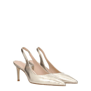 Stuart Weitzman Gold Leather High Heel Pumps