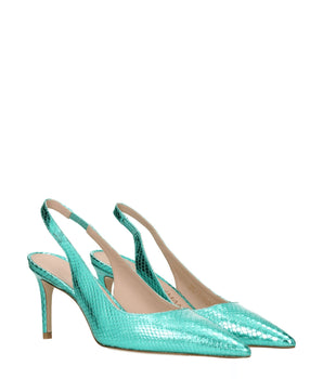 Stuart Weitzman Green Leather High Heel Pumps