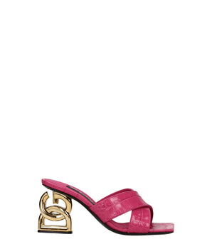 Dolce & Gabbana Pink Leather Platform Sandals