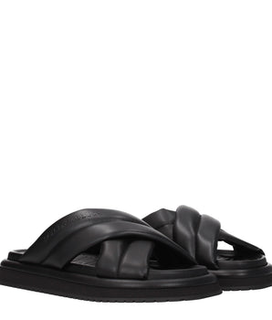 Dolce & Gabbana Black Leather Slippers