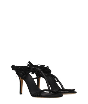Isabel Marant Black Leather Stiletto Heel Sandals