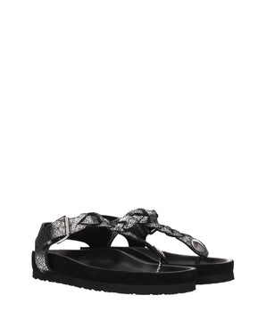 Isabel Marant Black Leather Flip-Flop Sandals