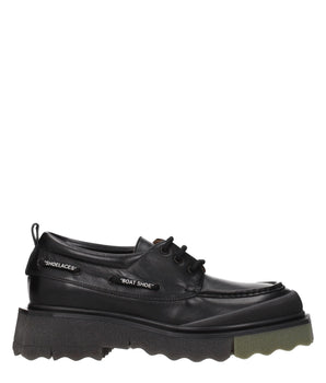 Off-White Black Leather Slip-On Loafers
