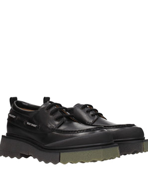 Off-White Black Leather Slip-On Loafers