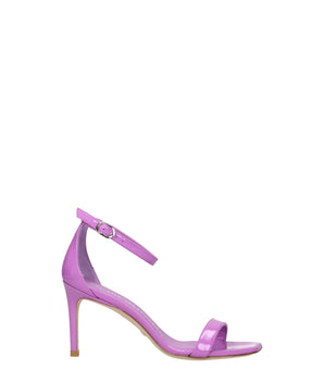 Stuart Weitzman Purple Leather Stiletto Heel Sandals