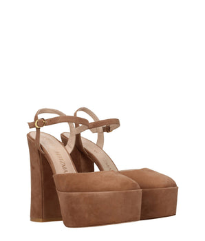 Stuart Weitzman Beige Leather Platform Sandals