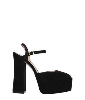 Stuart Weitzman Black Leather Platform Sandals