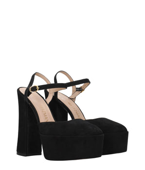Stuart Weitzman Black Leather Platform Sandals