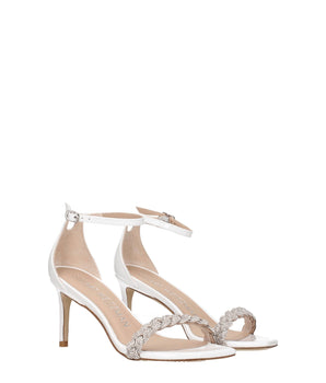 Stuart Weitzman White Leather Stiletto Heel Sandals