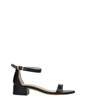 Stuart Weitzman Black Leather Flat Sandals