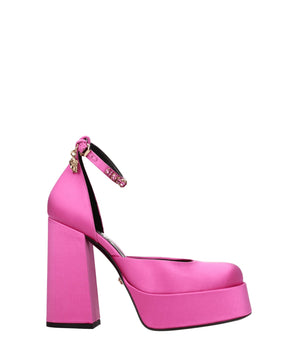 Versace Pink Satin Platform Pumps