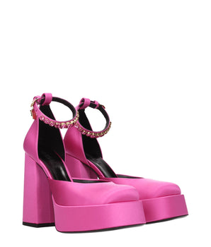 Versace Pink Satin Platform Pumps