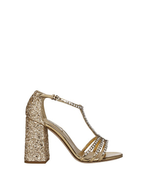 Miu Miu Gold Plastic Platform Sandals