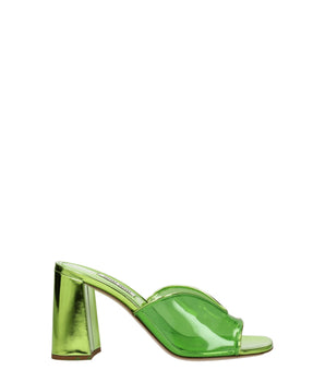 Miu Miu Green Plexiglass Platform Sandals