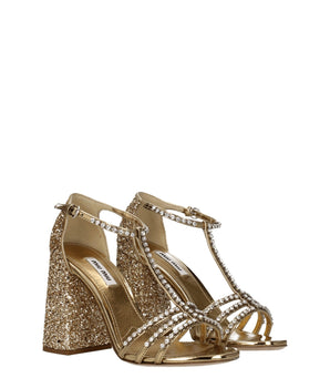 Miu Miu Gold Plastic Platform Sandals
