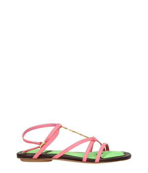 Jacquemus Pink Leather Flat Sandals