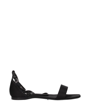 Max Mara Black Satin Flat Sandals
