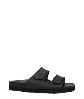 Palm Angels Black Leather Flat Sandals