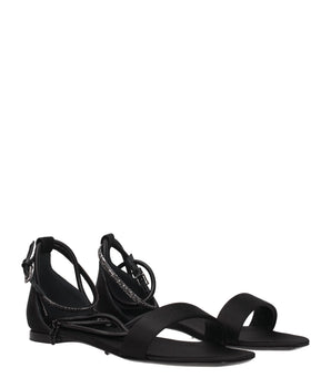Max Mara Black Satin Flat Sandals