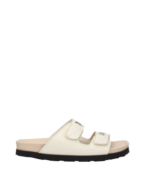 Palm Angels Beige Leather Flat Sandals