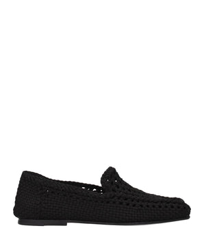 Dolce & Gabbana Black Fabric Slip-On Loafers