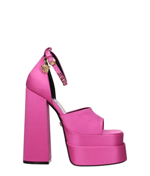 Versace Pink Satin Platform Sandals