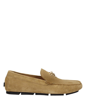 Versace Beige Leather Slip-On Loafers