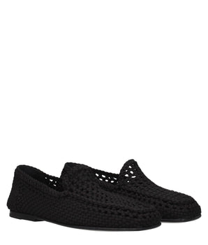 Dolce & Gabbana Black Fabric Slip-On Loafers