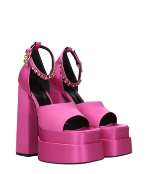 Versace Pink Satin Platform Sandals