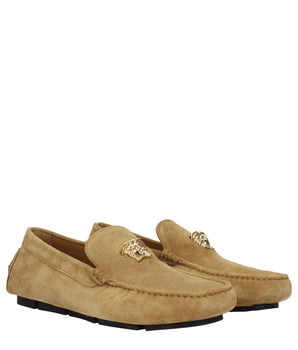 Versace Beige Leather Slip-On Loafers
