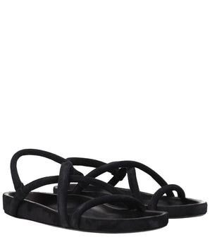 Isabel Marant Black Leather Flat Sandals