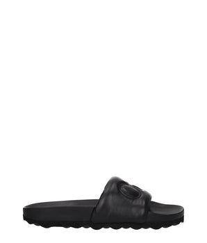 Off-White Black Leather Slippers