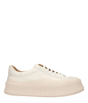 Jil Sander Beige Leather Platform Sneakers