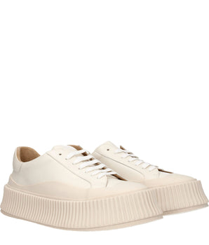 Jil Sander Beige Leather Platform Sneakers