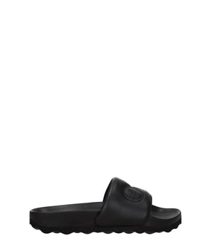 Off-White Black Leather Slippers