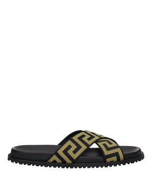 Versace Black Fabric Slippers
