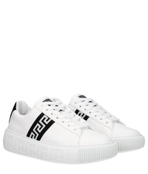 Versace White Leather Low Top Sneakers