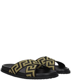 Versace Black Fabric Slippers