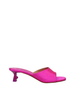 Off-White Pink Satin Stiletto Heel Sandals