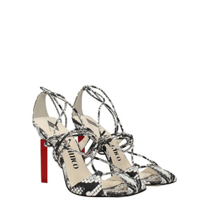 The Attico White Leather Stiletto Heels Sandals