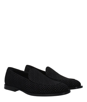 Dolce & Gabbana Black Velvet Slip-On Loafers