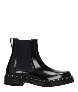 Valentino Garavani Black Leather Ankle Boots