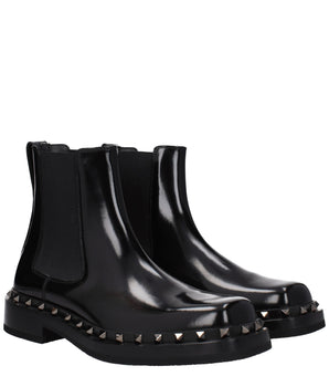 Valentino Garavani Black Leather Ankle Boots