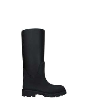 Burberry Black Cotton Rain Boots