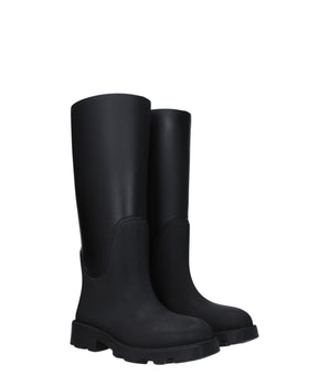 Burberry Black Cotton Rain Boots