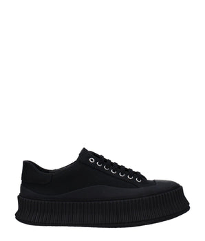 Jil Sander Black Fabric Platform Sneakers