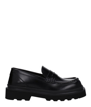 Dolce & Gabbana Black Leather Slip-On Loafers
