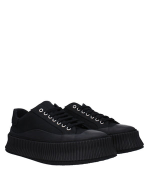 Jil Sander Black Fabric Platform Sneakers