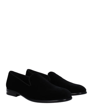 Dolce & Gabbana Black Velvet Slip-On Loafers