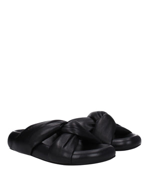Marni Black Leather Slippers